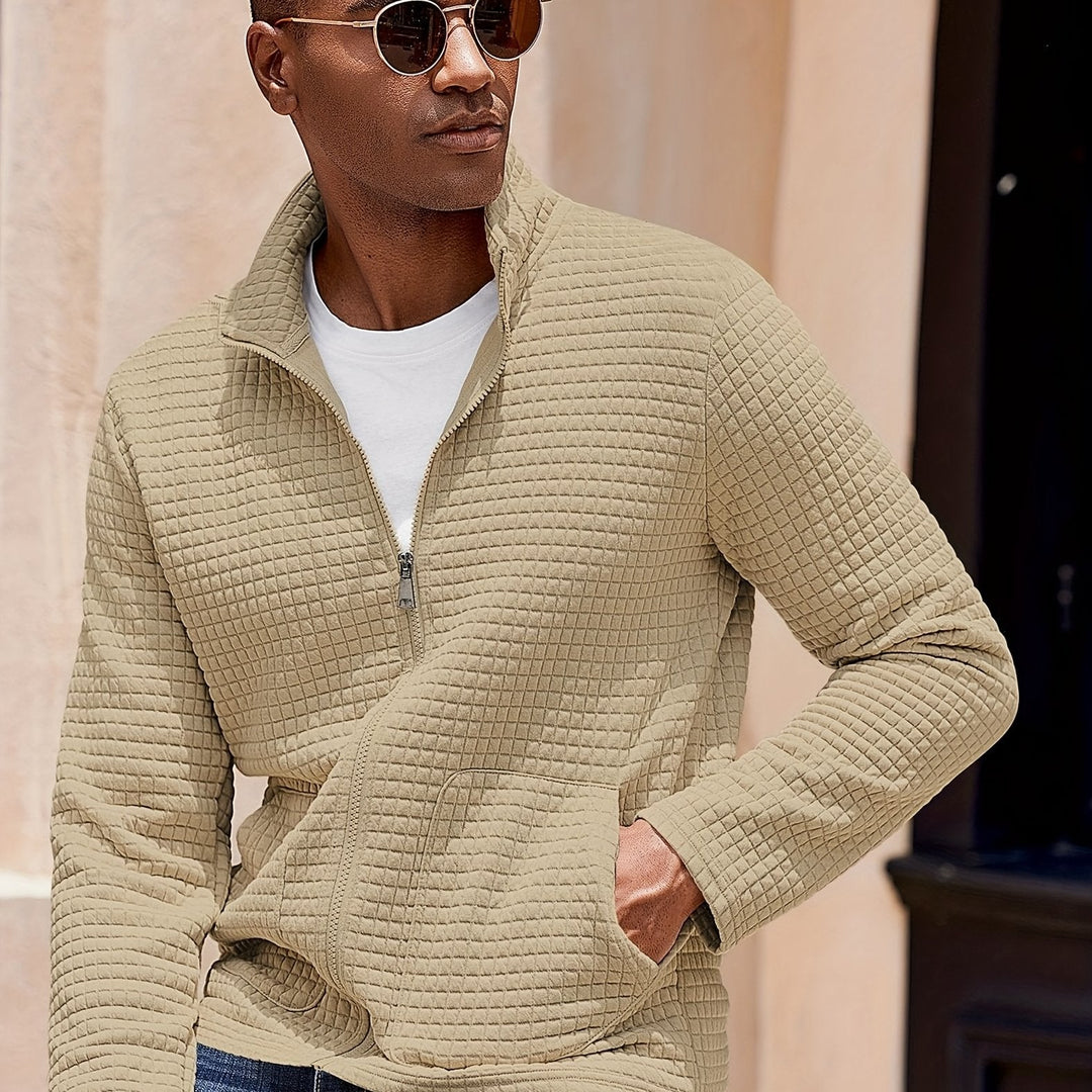 Zip-Up Jacket for Men, Textured Style