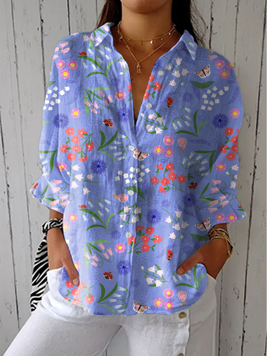 Button Meadow Blouse for Women, Elegant Style