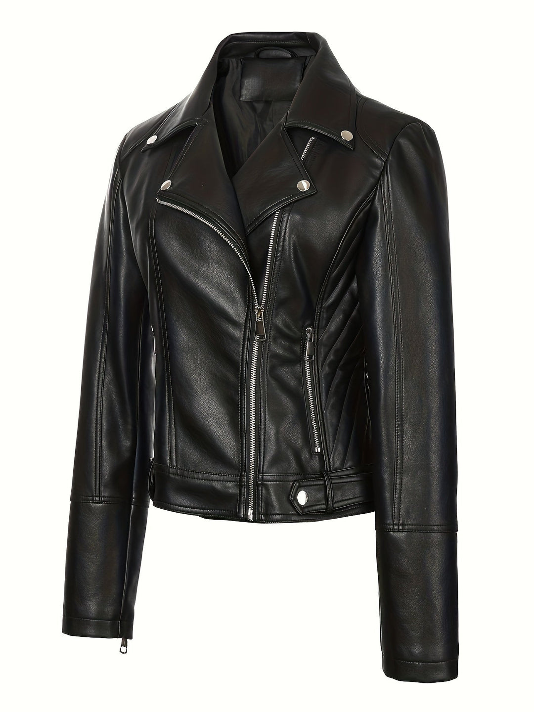 Sculpted Zip-Front Moto Jacket for Women