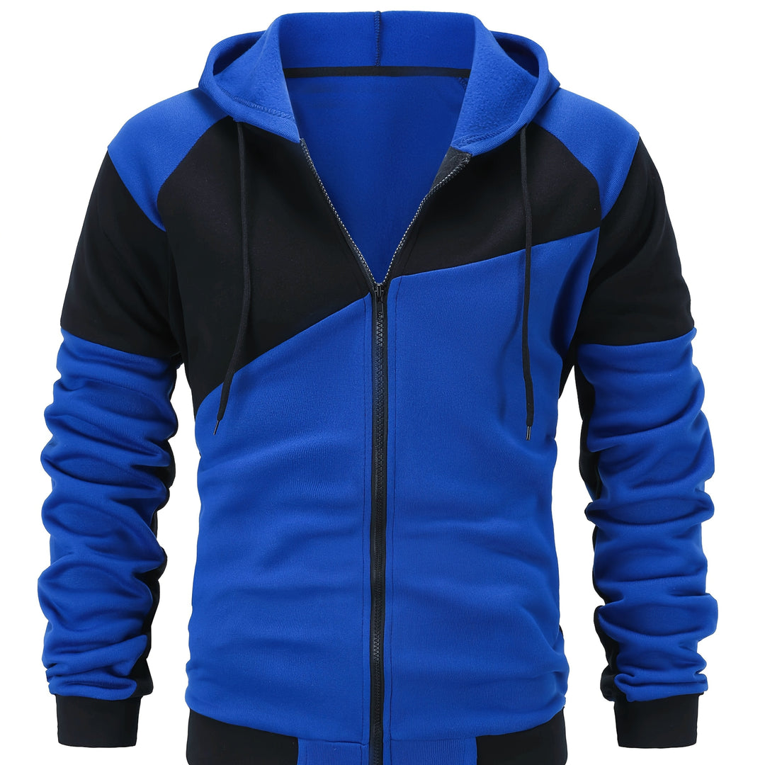 Color Block Zip-Up Hooded Jacket for Men