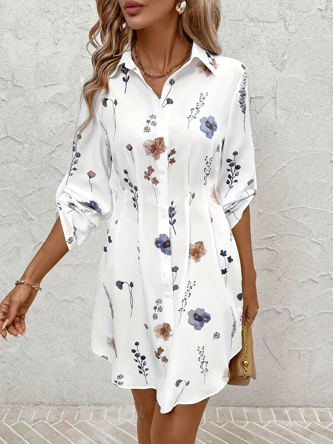 Women's Floral Button-Front Shirt Dress