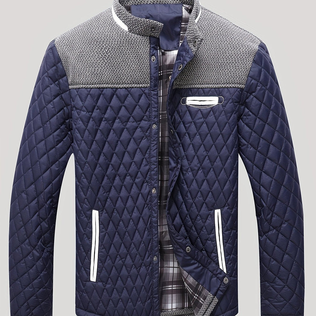 Plus Size Quilted Stand-Collar Jacket for Men