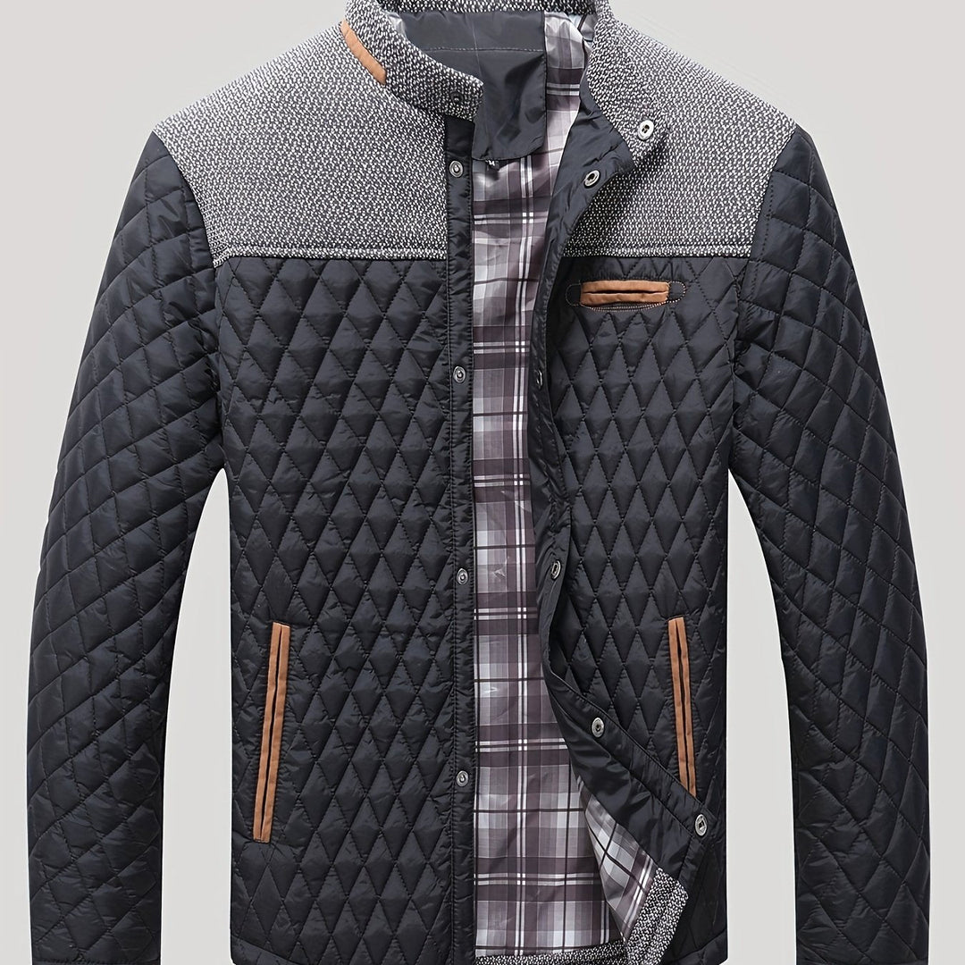 Plus Size Quilted Stand-Collar Jacket for Men