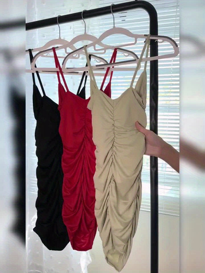 Ruched V-Neck Bodycon Dress for Women