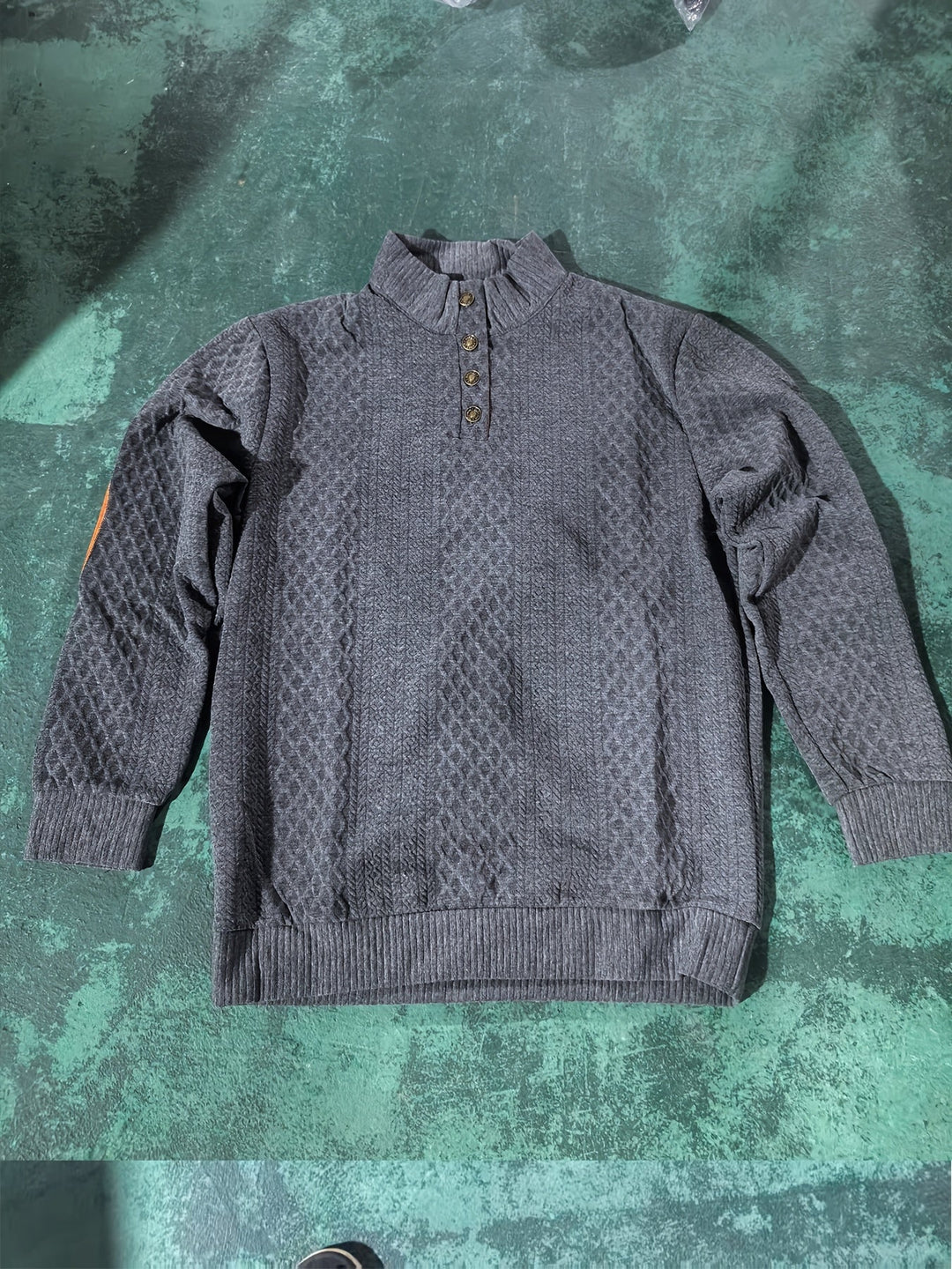 Stand Collar Button Henley Sweater for Men, Plus Size