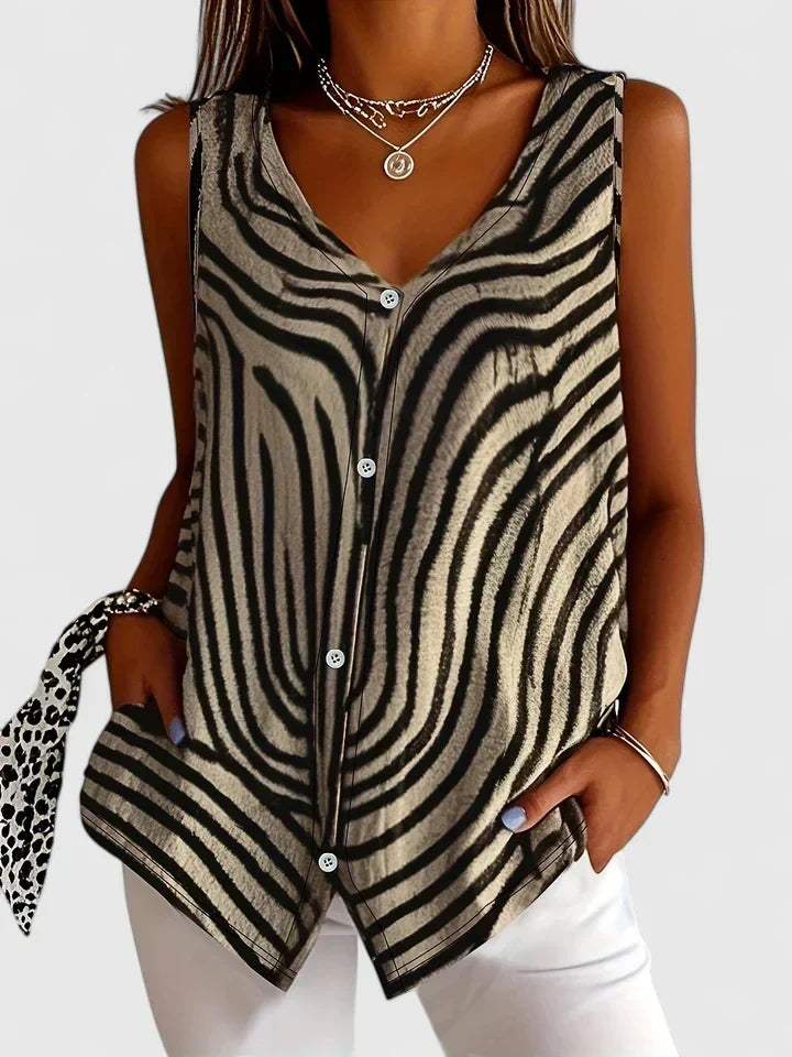 Sleeveless Button-Front Blouse for Women, Plus Size