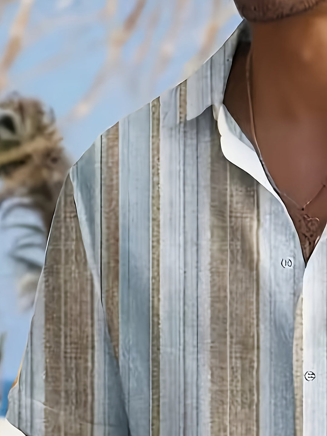 Relaxed Striped Short Sleeve Shirt for Men, Plus Size