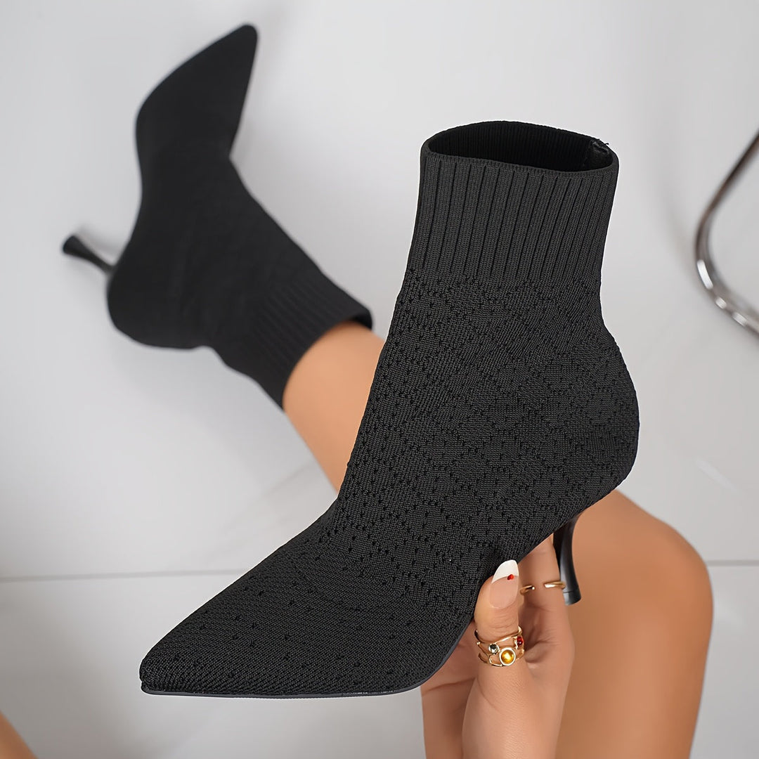 Pointed Sock-Style Ankle Boots for Women