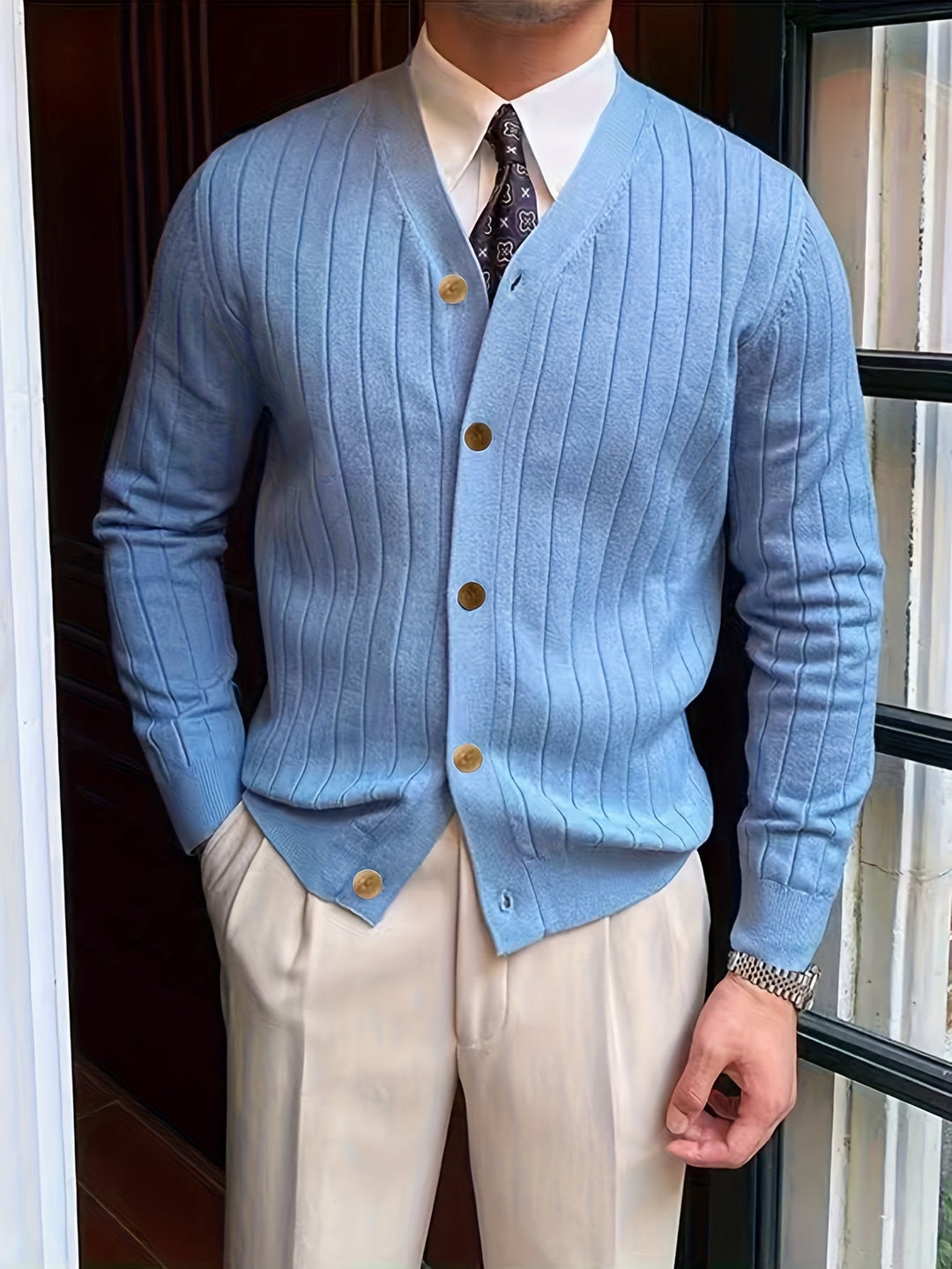 Men's Ribbed Button-Up Cardigan