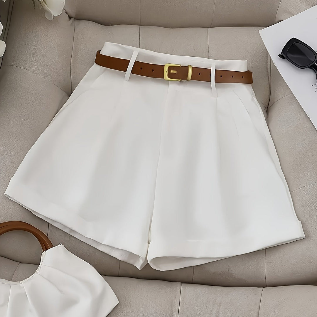 High-Waist Shorts with Belt for Women, Tailored Style