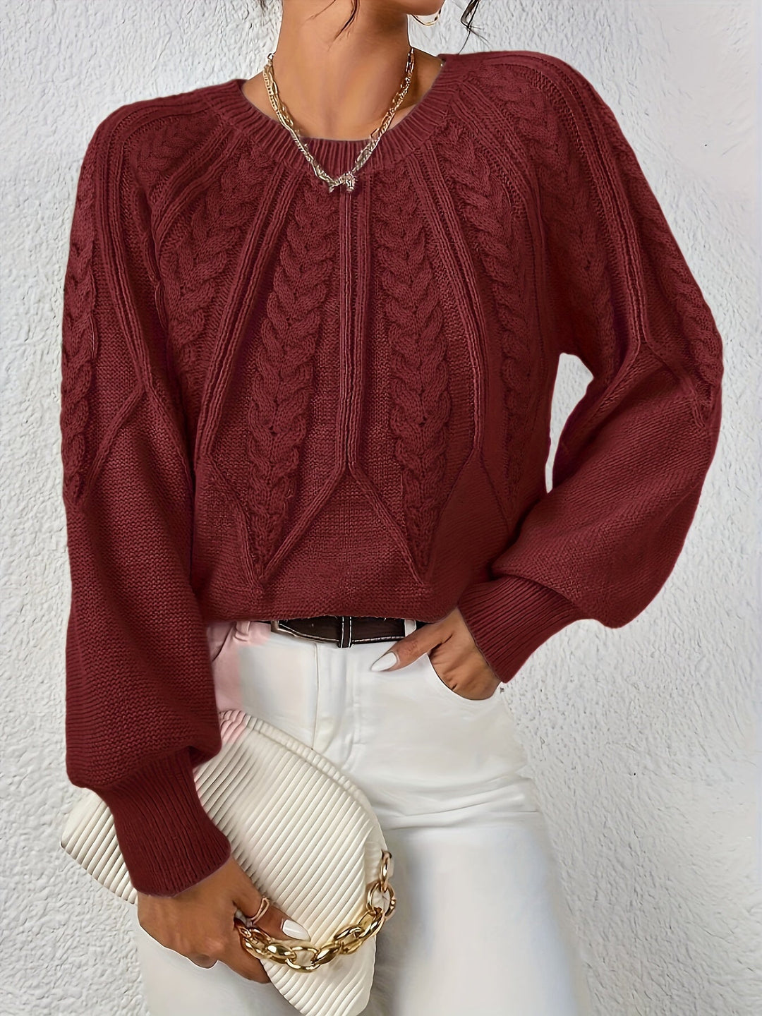 Relaxed Cable-Knit Sweater for Women