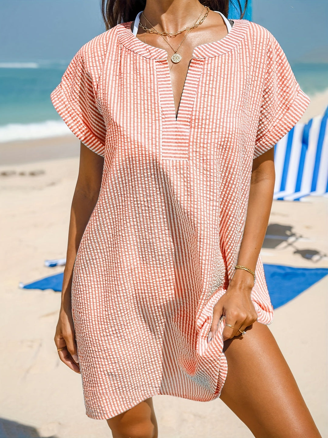 Breezy Striped Beach Cover-Up for Women