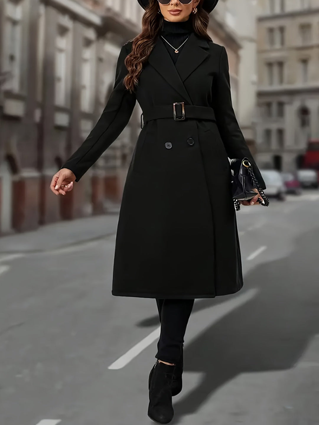 Women's Double-Breasted Long Coat