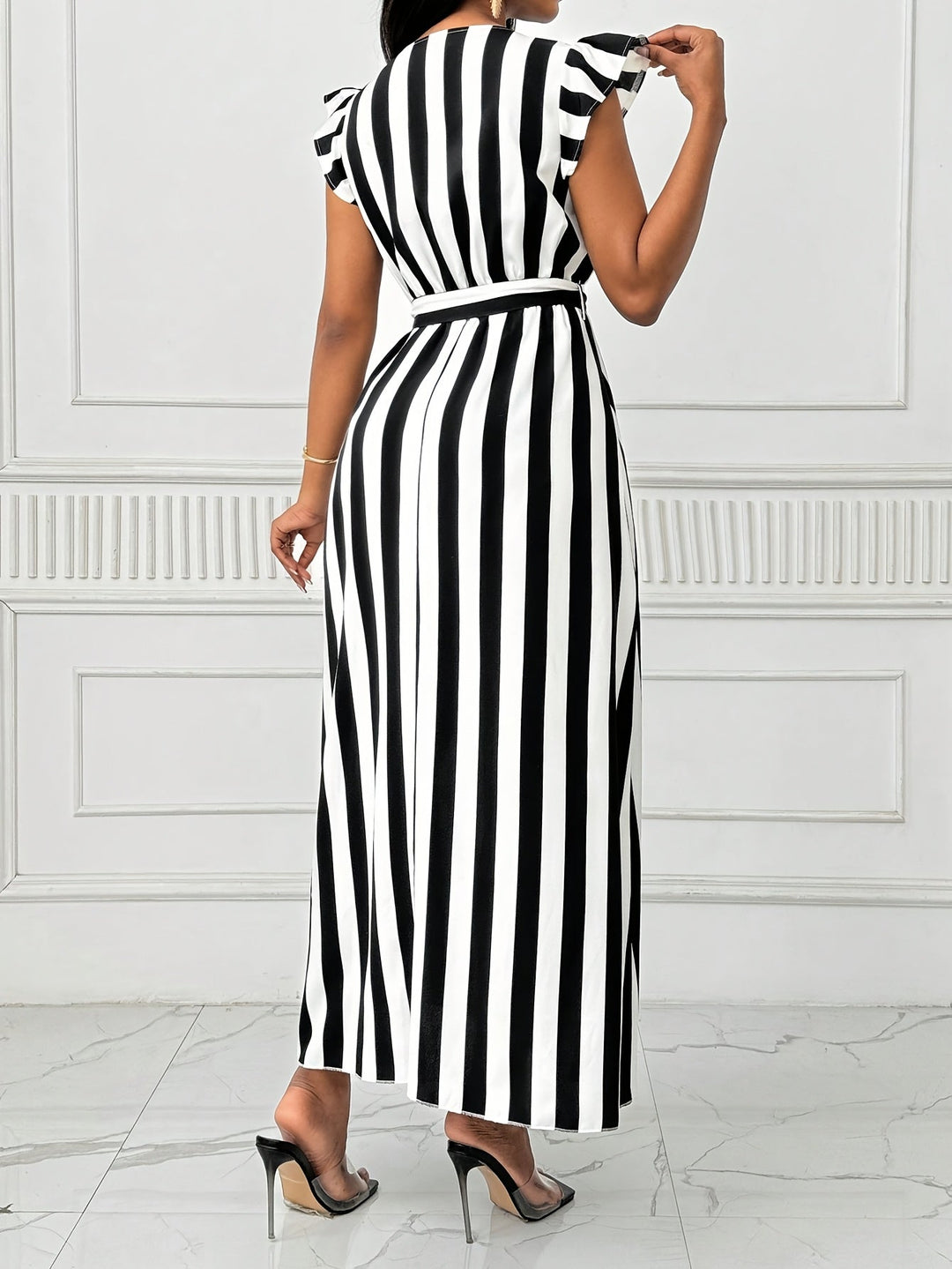 Women's Ruffle-Sleeve Wrap Maxi Dress