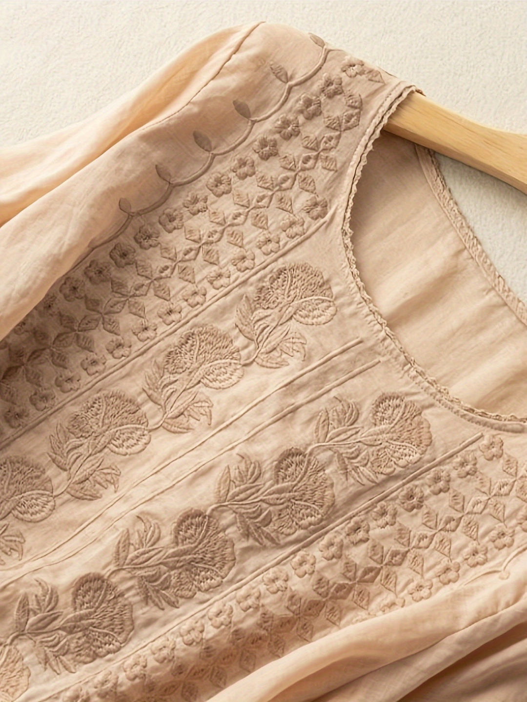 Embroidered Scoop-Neck Blouse for Women