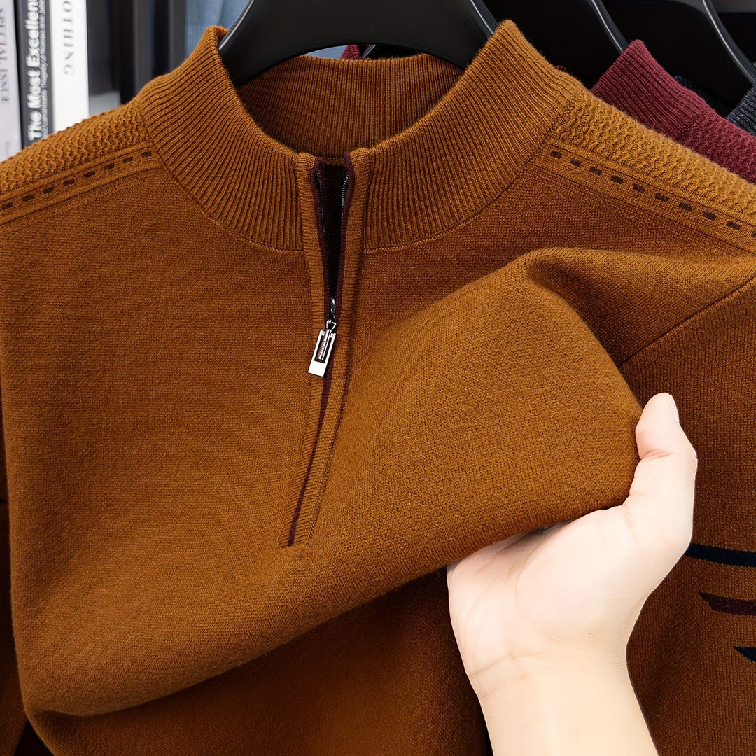 Half-Zip Mock Neck Sweater for Men