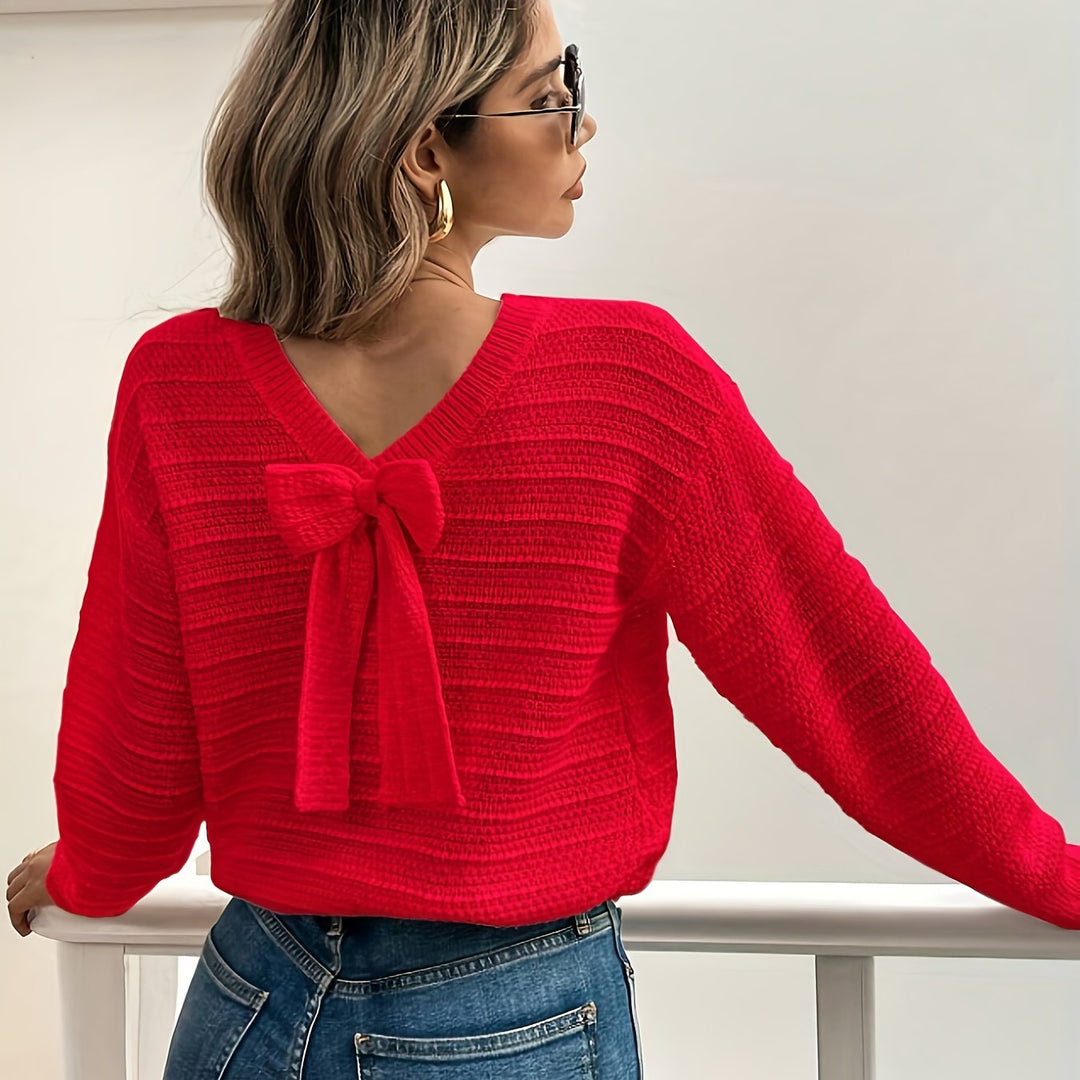 Bow-Detail Knit Sweater for Women