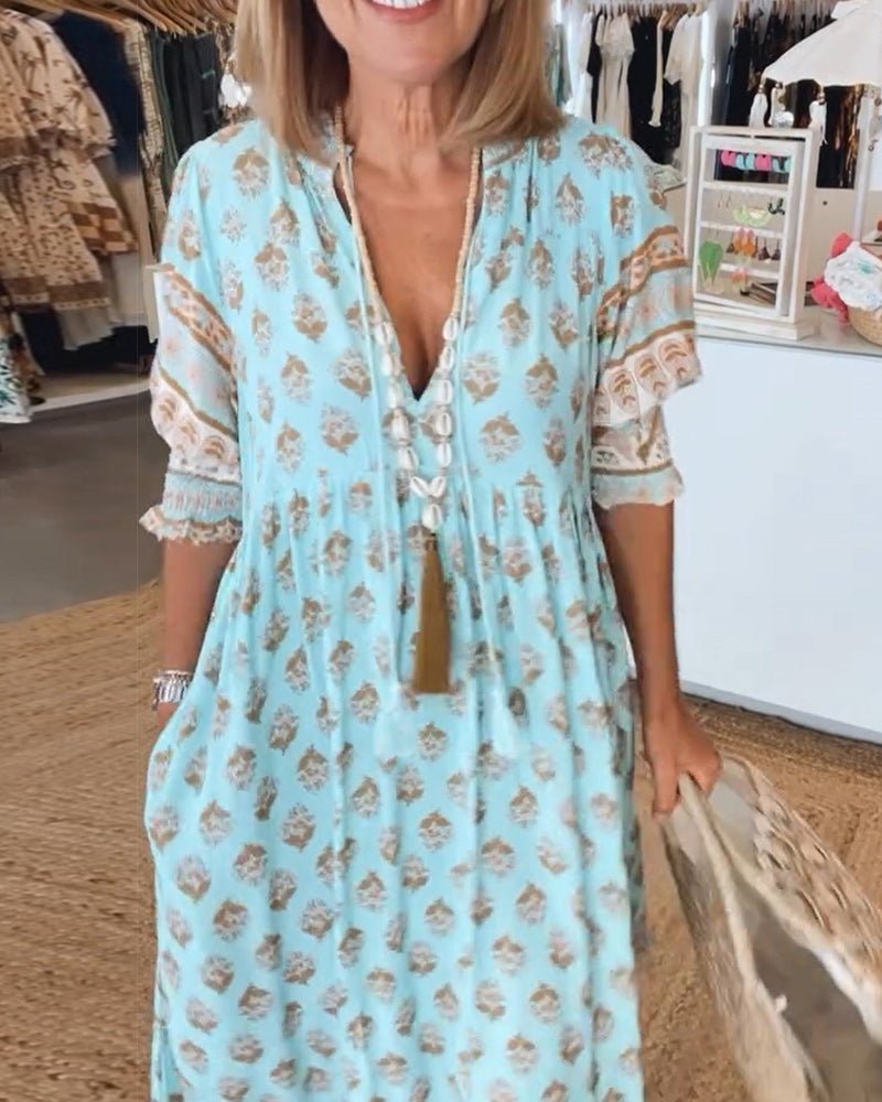 Chic Floral V-Neck Dress for Women