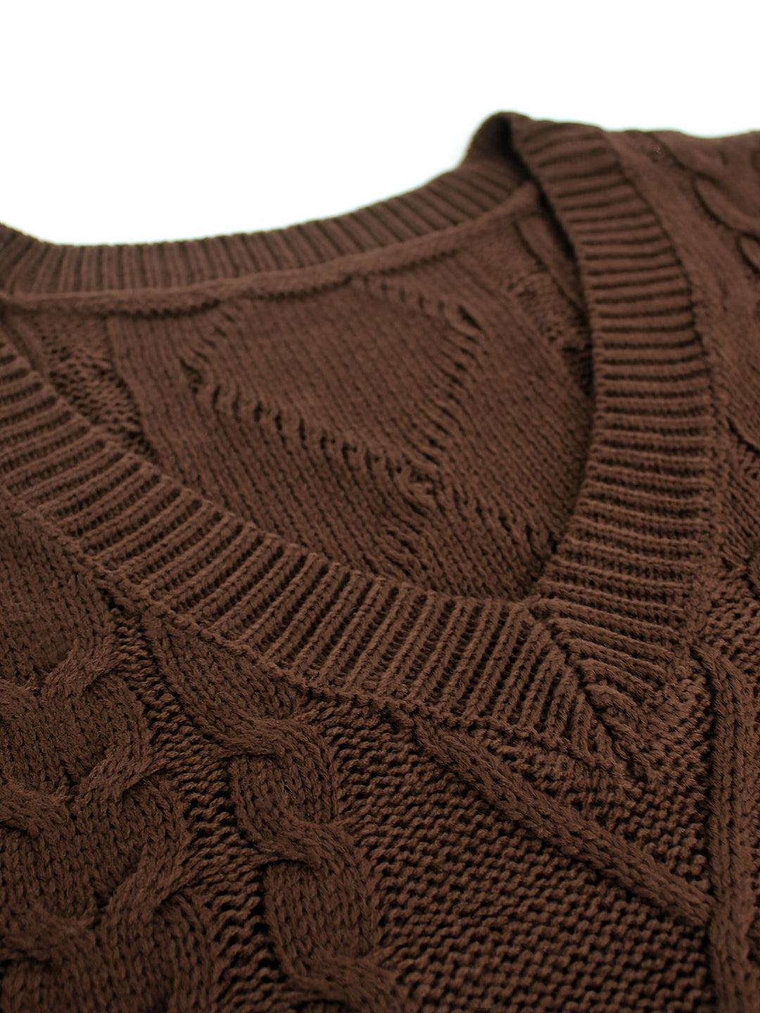 Ladies Cozy Cable-Knit V-Neck Sweater Vest