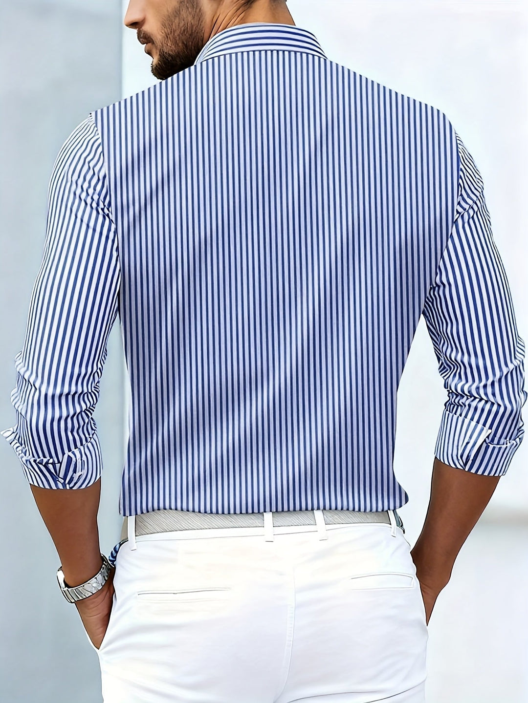 Refined Striped Long Sleeve Shirt for Men