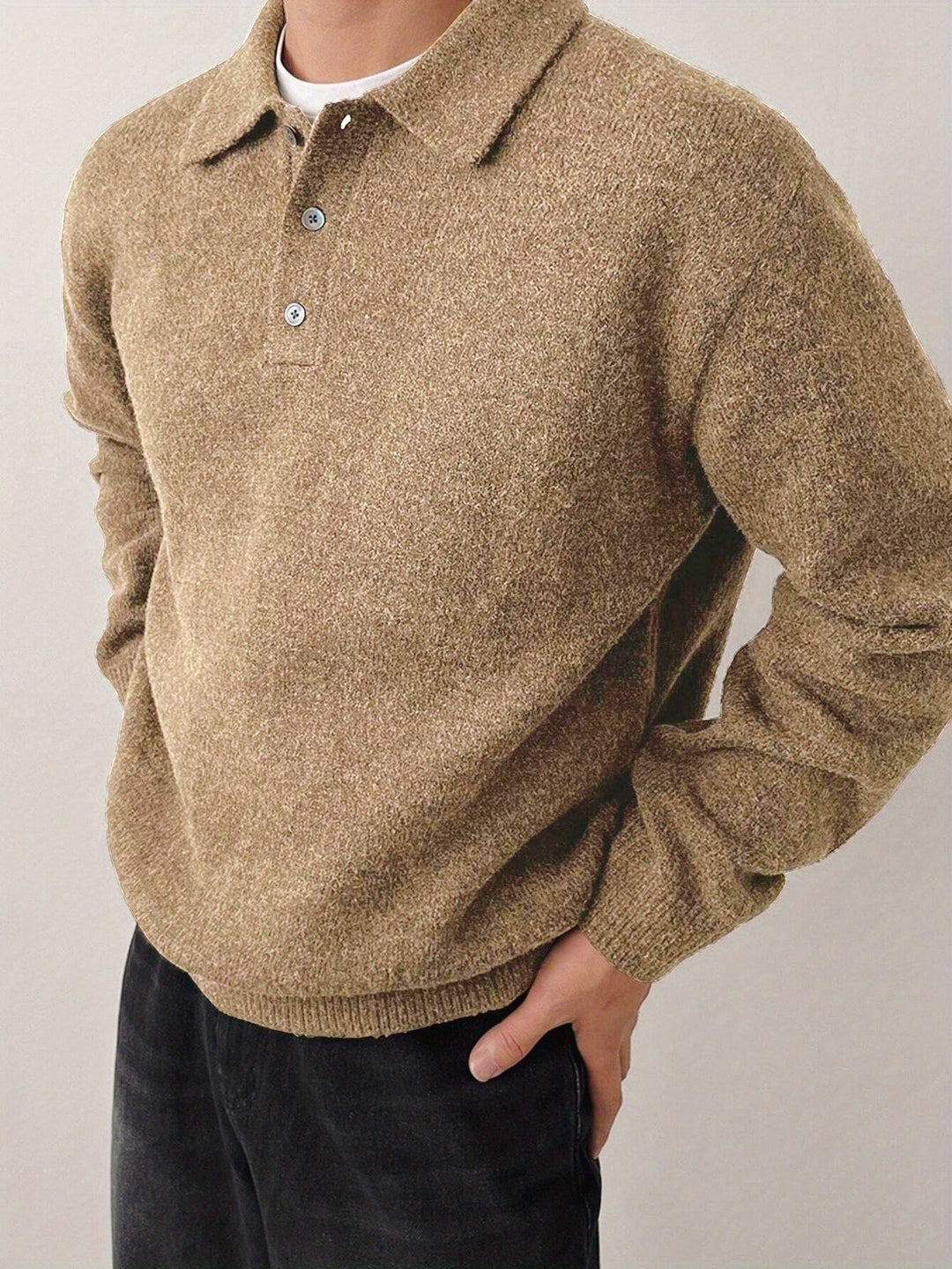 Polo Collar Sweater, Men's Refined Fit
