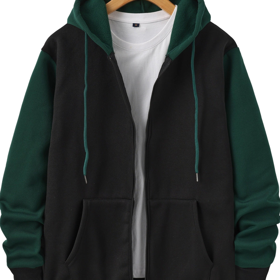 Color Block Zip-Up Hoodie for Men
