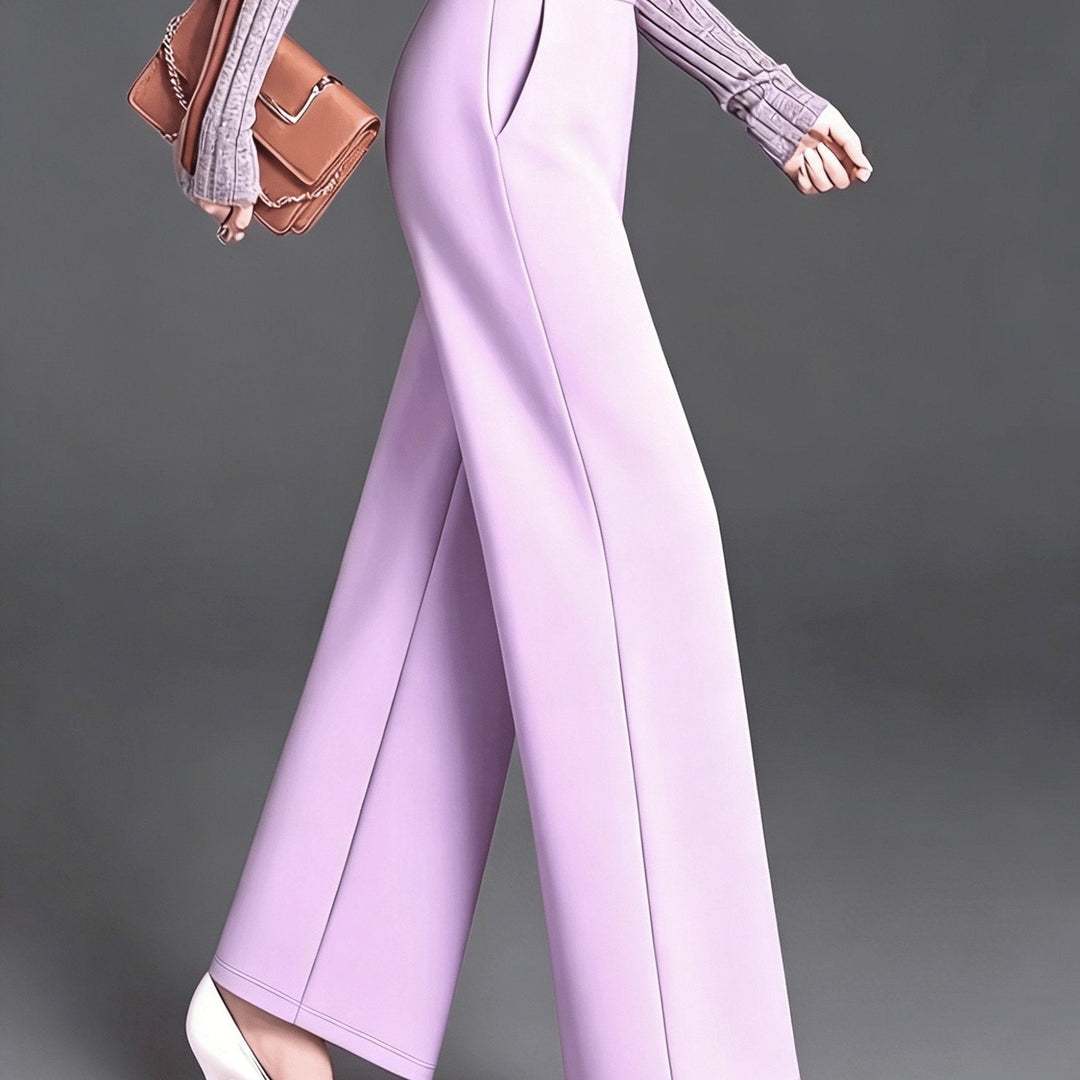 Ladies High-Waisted Wide-Leg Pants