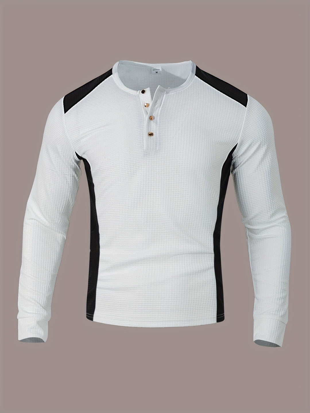 Textured Long-Sleeve Henley for Men, Plus Size