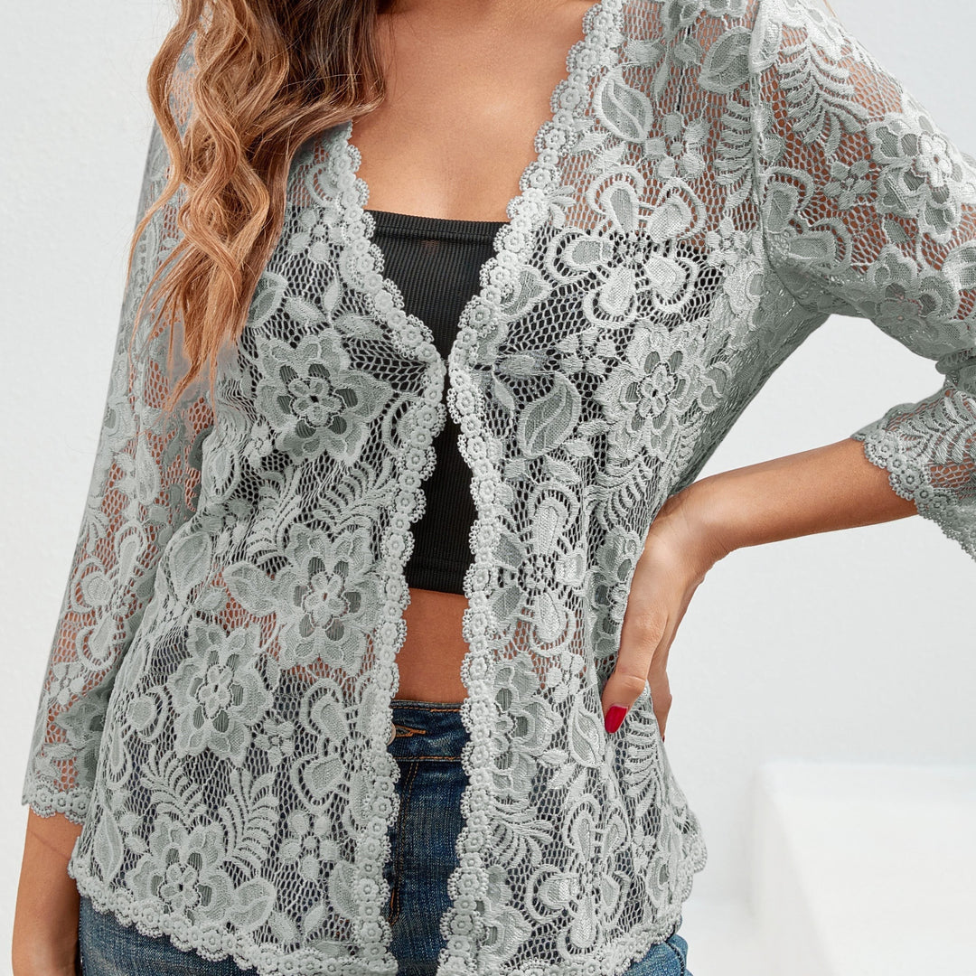 Floral Openwork Cardigan for Women