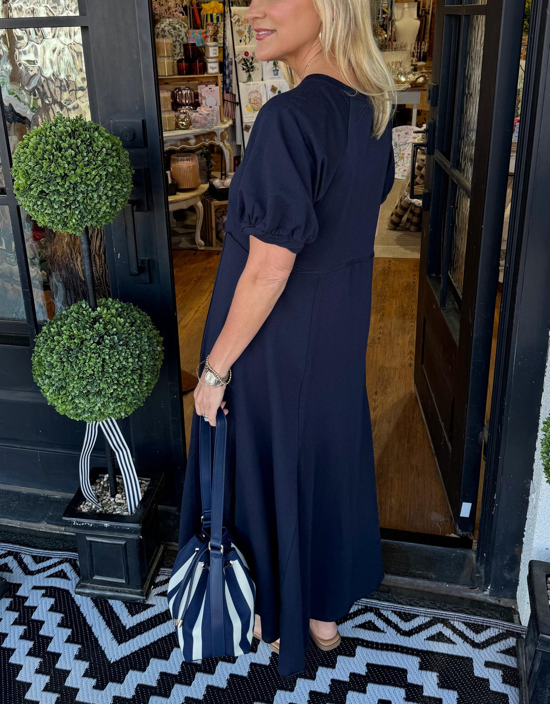 Puff Sleeve Round Neck Maxi Dress for Women, Plus Size