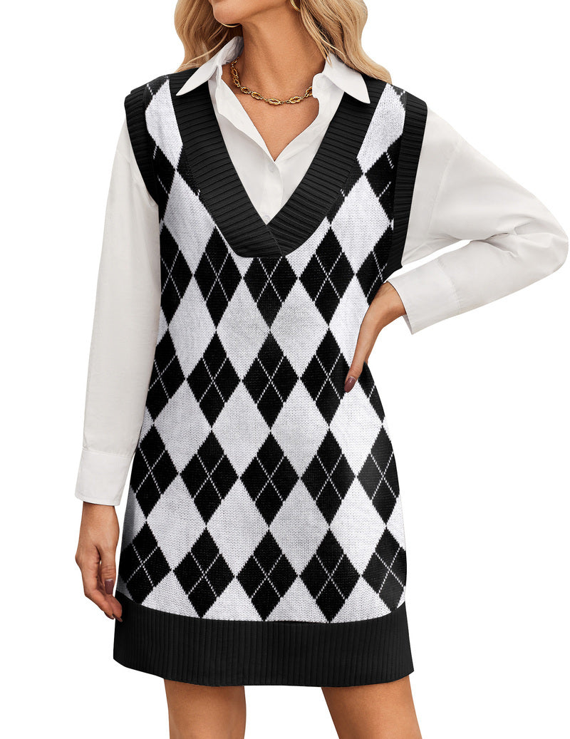 Women's Oversized Knit V-Neck Sweater