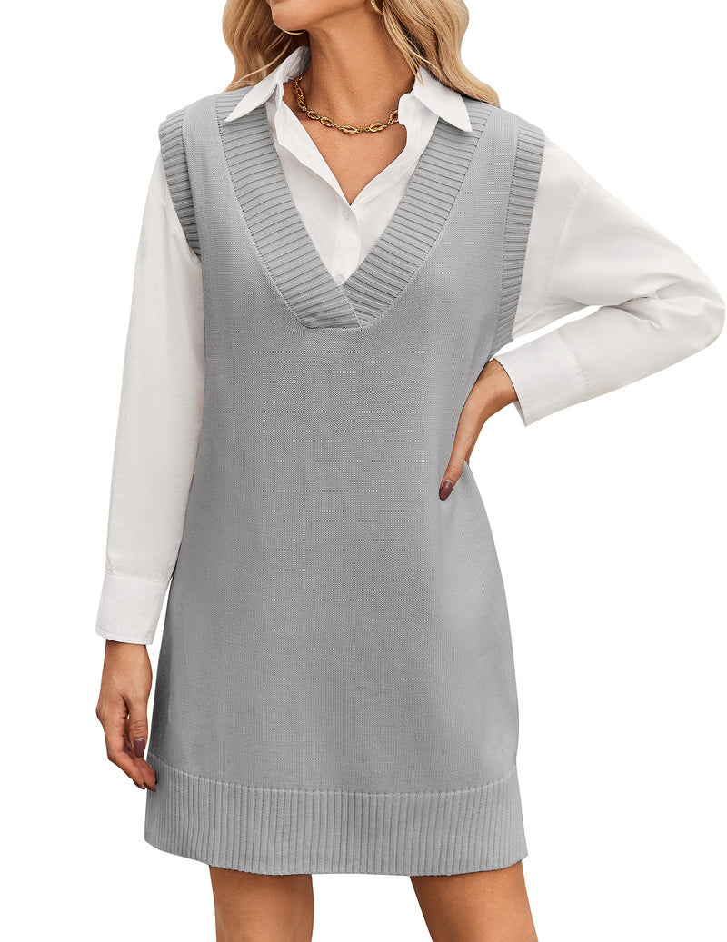 Women's Oversized Knit V-Neck Sweater