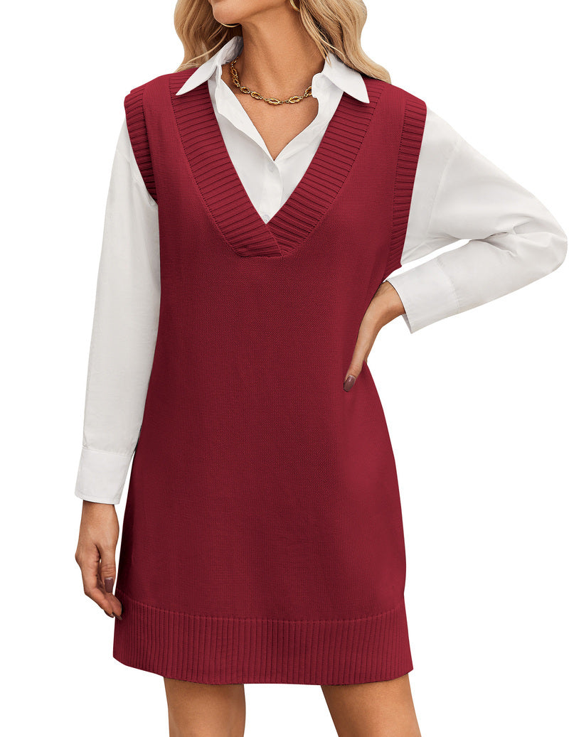 Women's Oversized Knit V-Neck Sweater