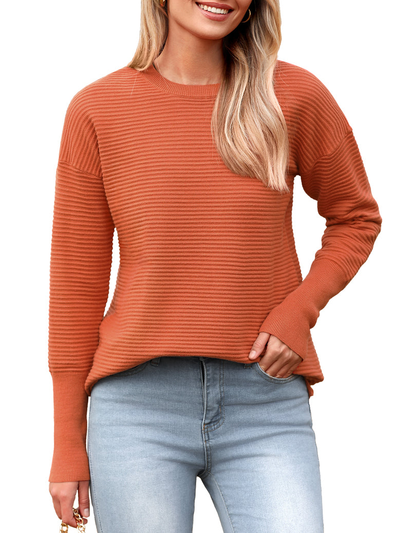 Women's Casual Long Sleeve Ribbed Knit Sweater