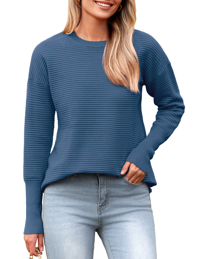 Women's Casual Long Sleeve Ribbed Knit Sweater
