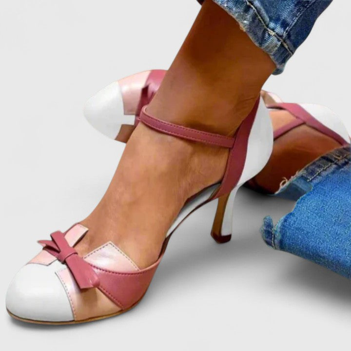 Two Tone Round Heels for Women, Comfortable Style