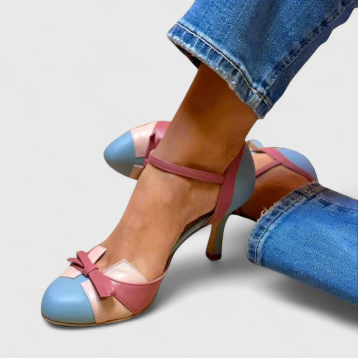 Two Tone Round Heels for Women, Comfortable Style