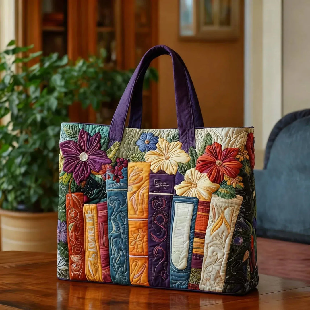 Multicolor Floral Book Artistic Tote Bag