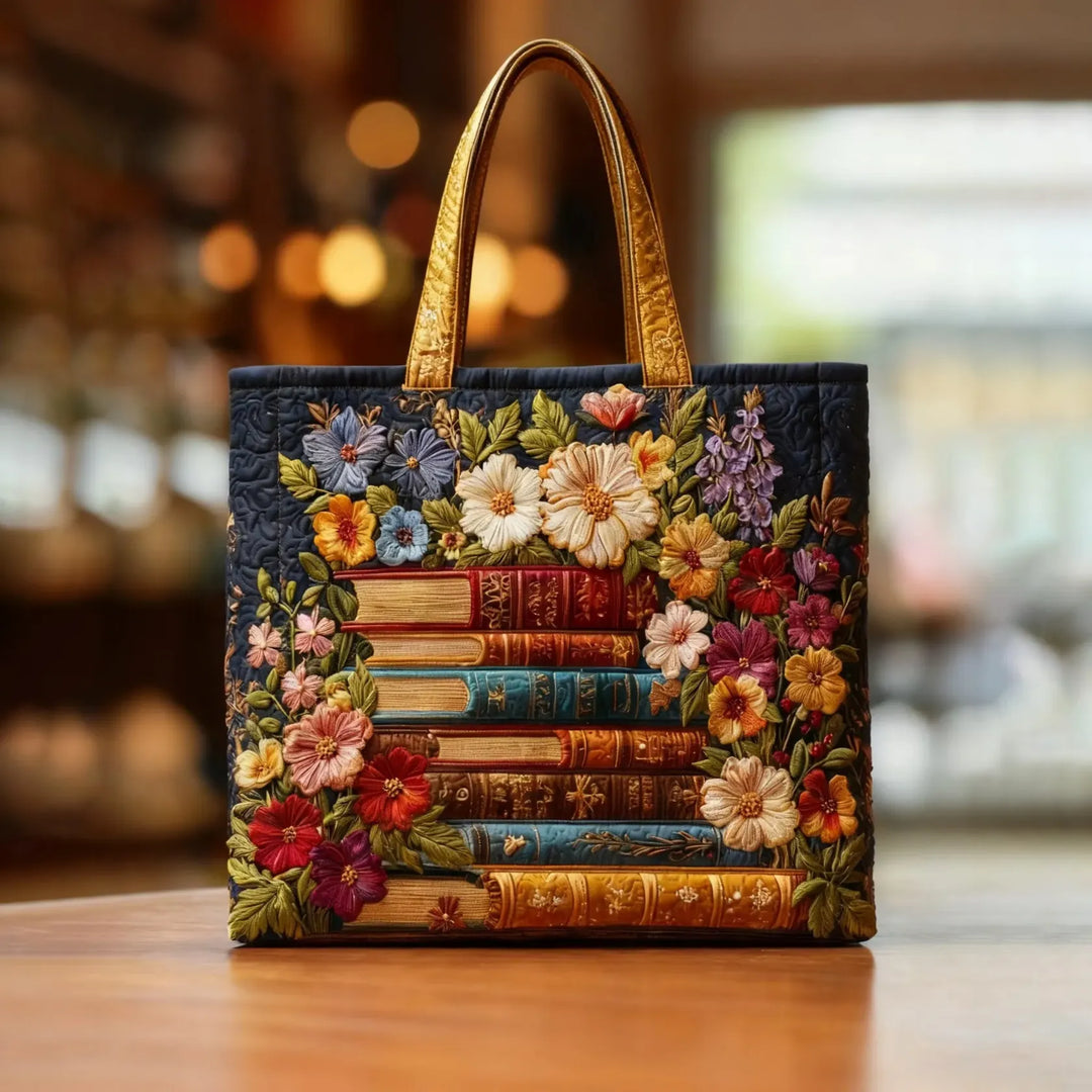 Artistic Floral Book Art Tote Bag