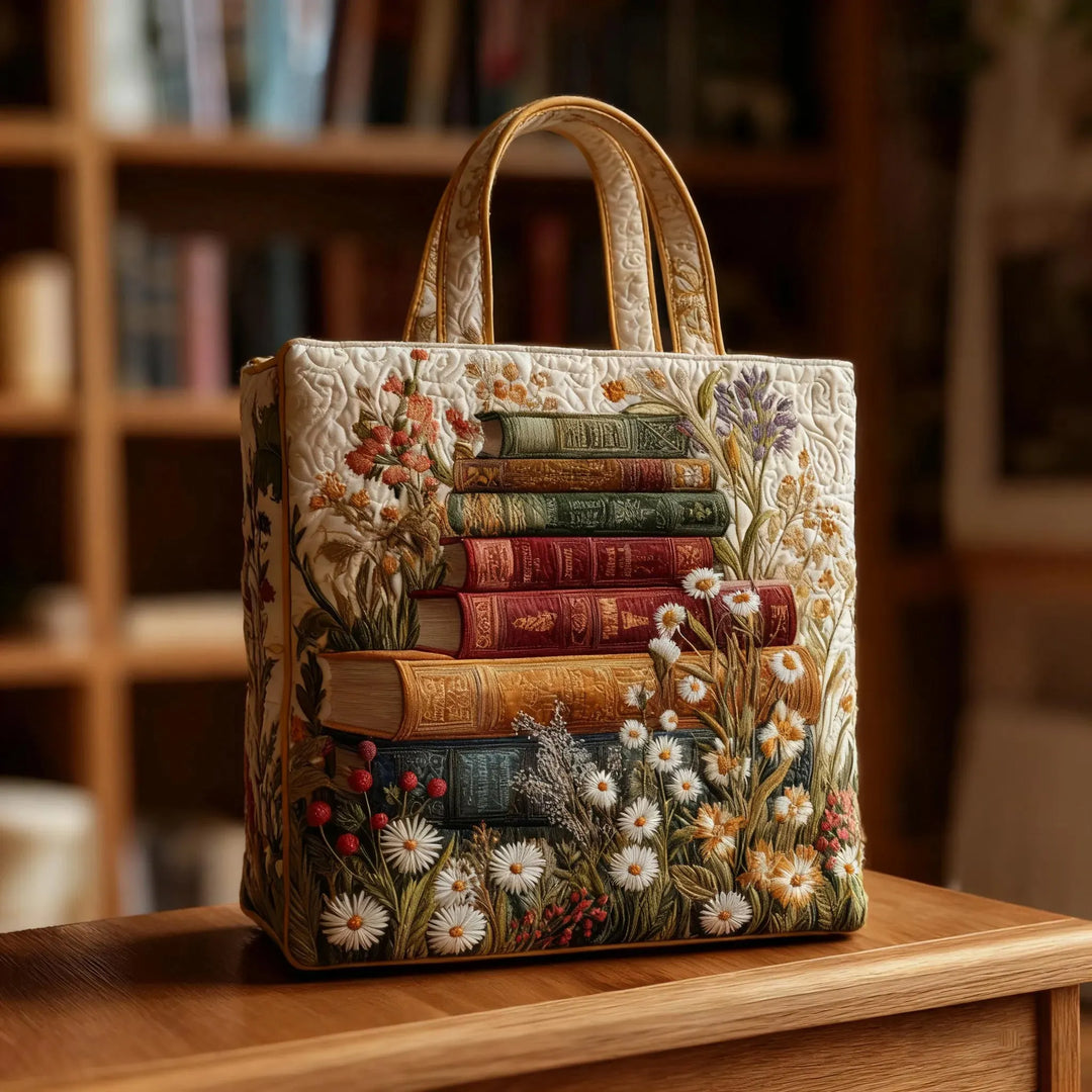 Book Art Tote Bag, Elegant Style