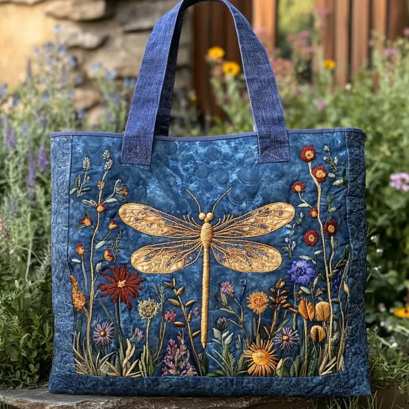Blue Artistic Dragonfly Art Tote Bag