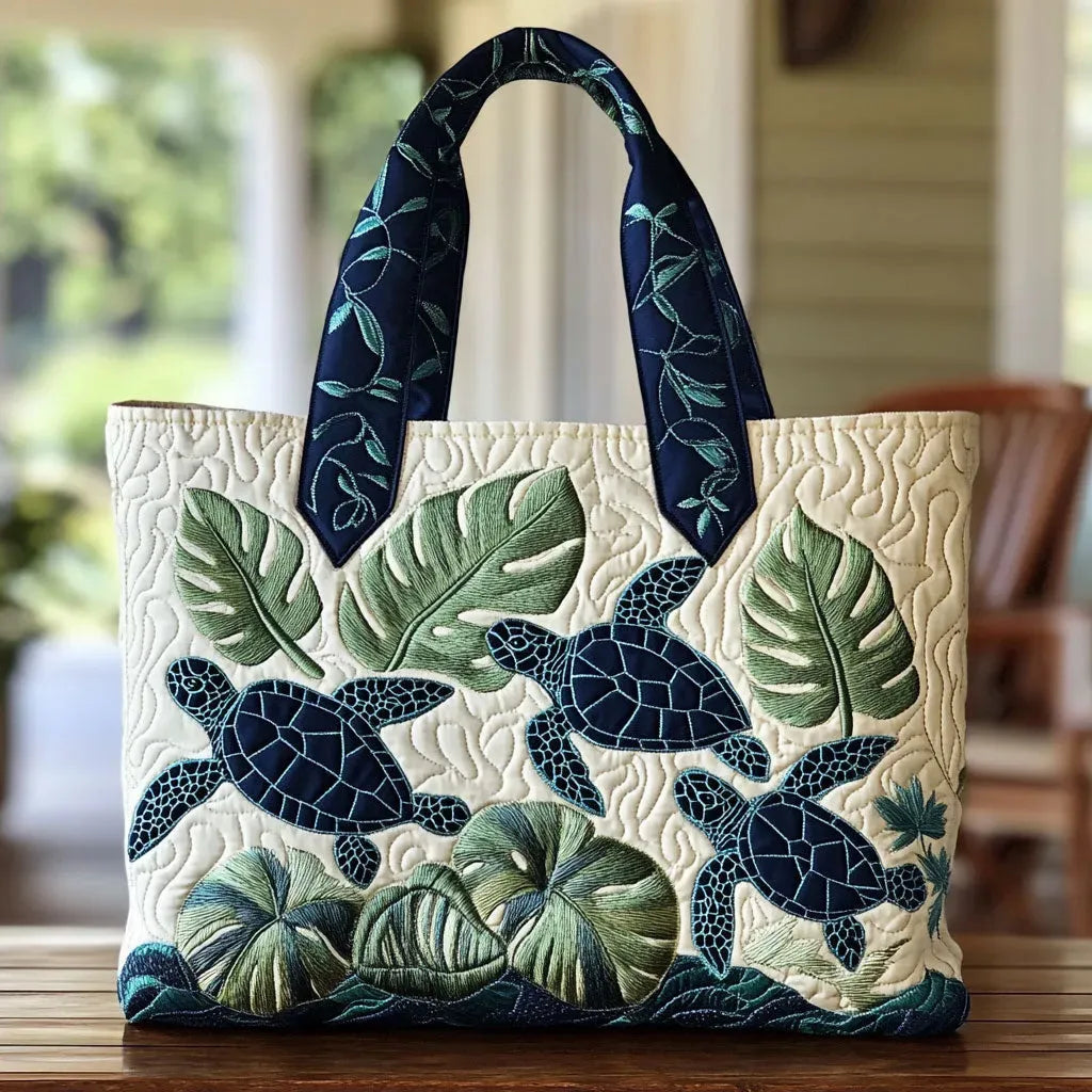 Blue Artistic Turtle Art Tote Bag