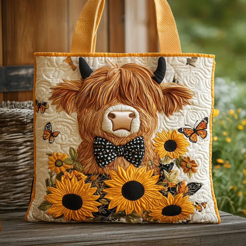 Stylish Floral Cow Art Tote Bag