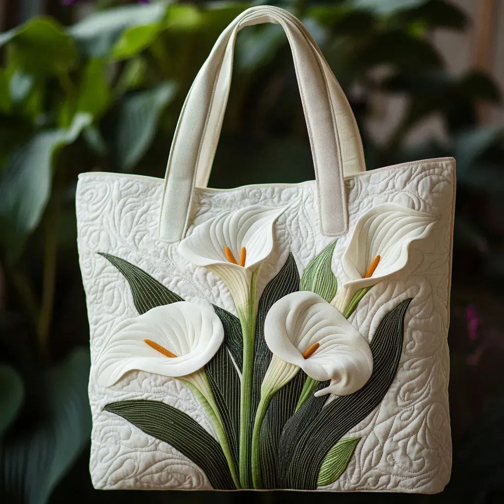 White White Floral Art Tote Bag