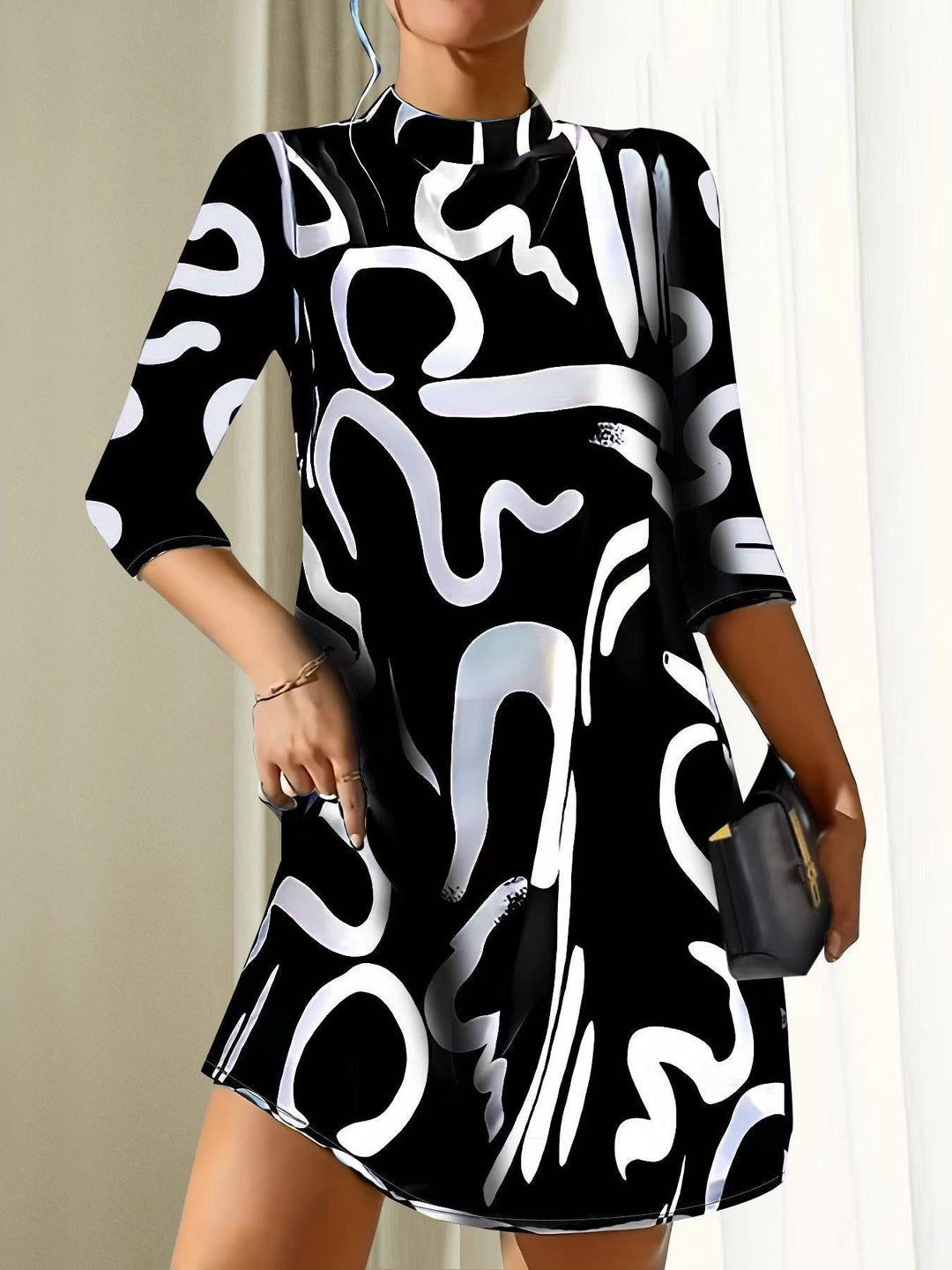 Round Neck Dress for Women, Elegant Style