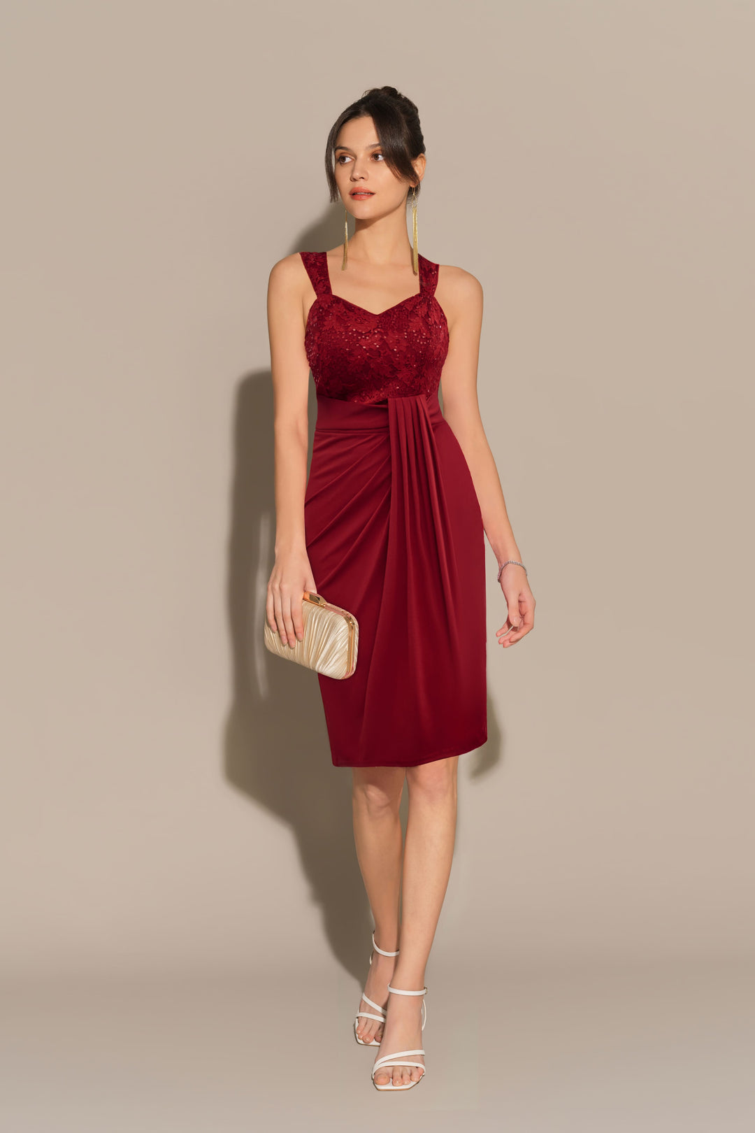 Women's Sweetheart Neck Lace Sequin Party Dress