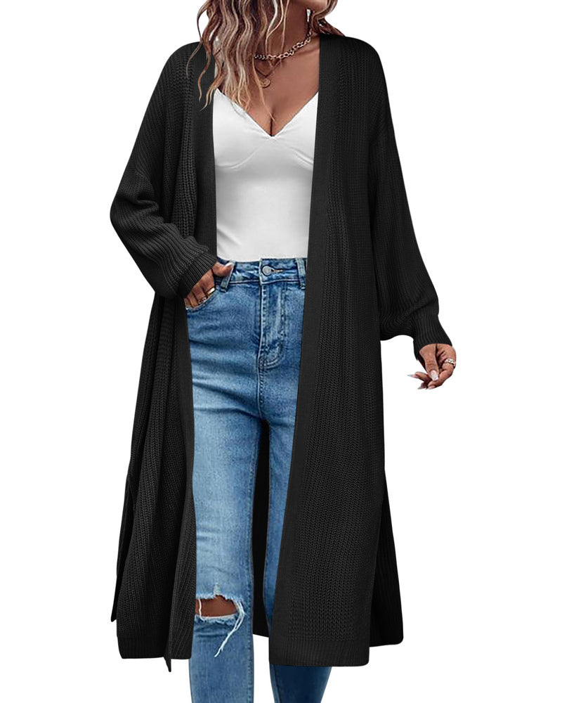 Women's Oversized Long Sleeve Open-Front Chunky Knit Cardigan