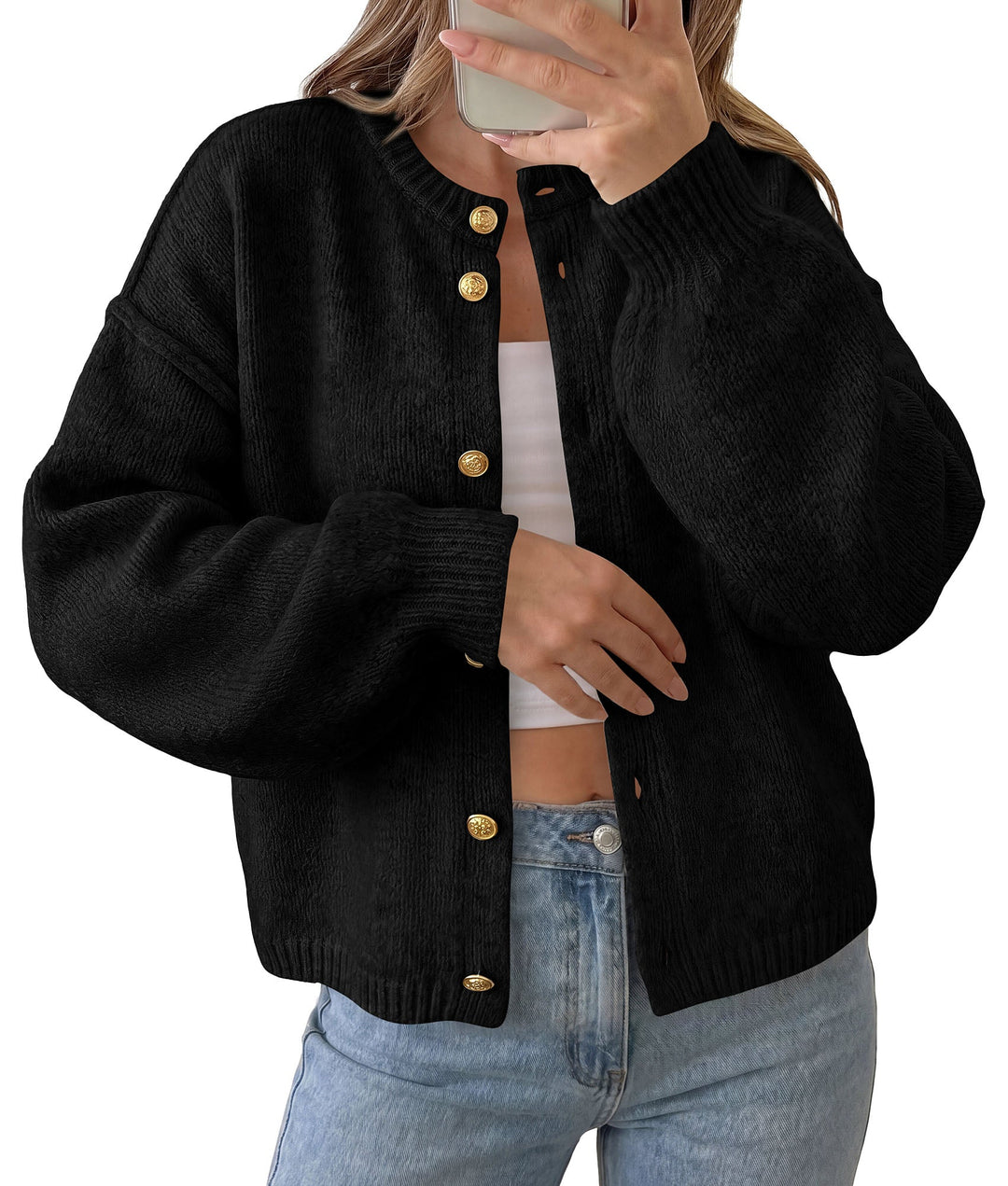 Women's Oversized Long Sleeve Button-Front Chunky Knit Cardigan