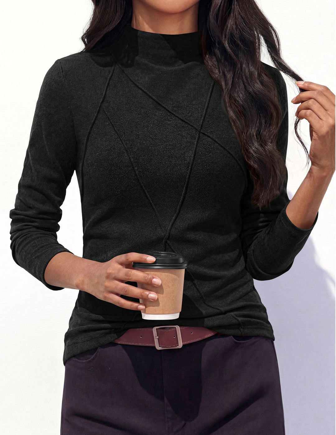 Women's Long Sleeve Knit Mock Neck Tunic