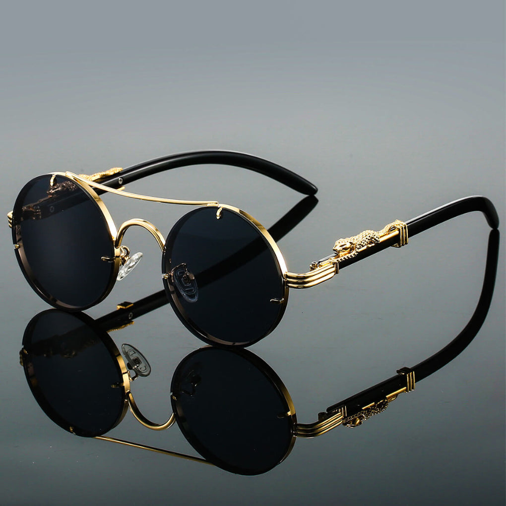 Sleek Retro Metal Oval Sunglasses for Men